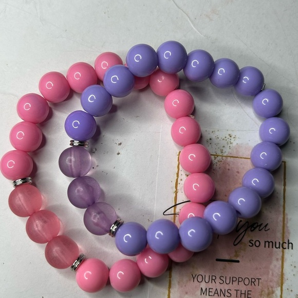 Purple & Pink Beaded Duo Bracelets - Picture 1 of 2